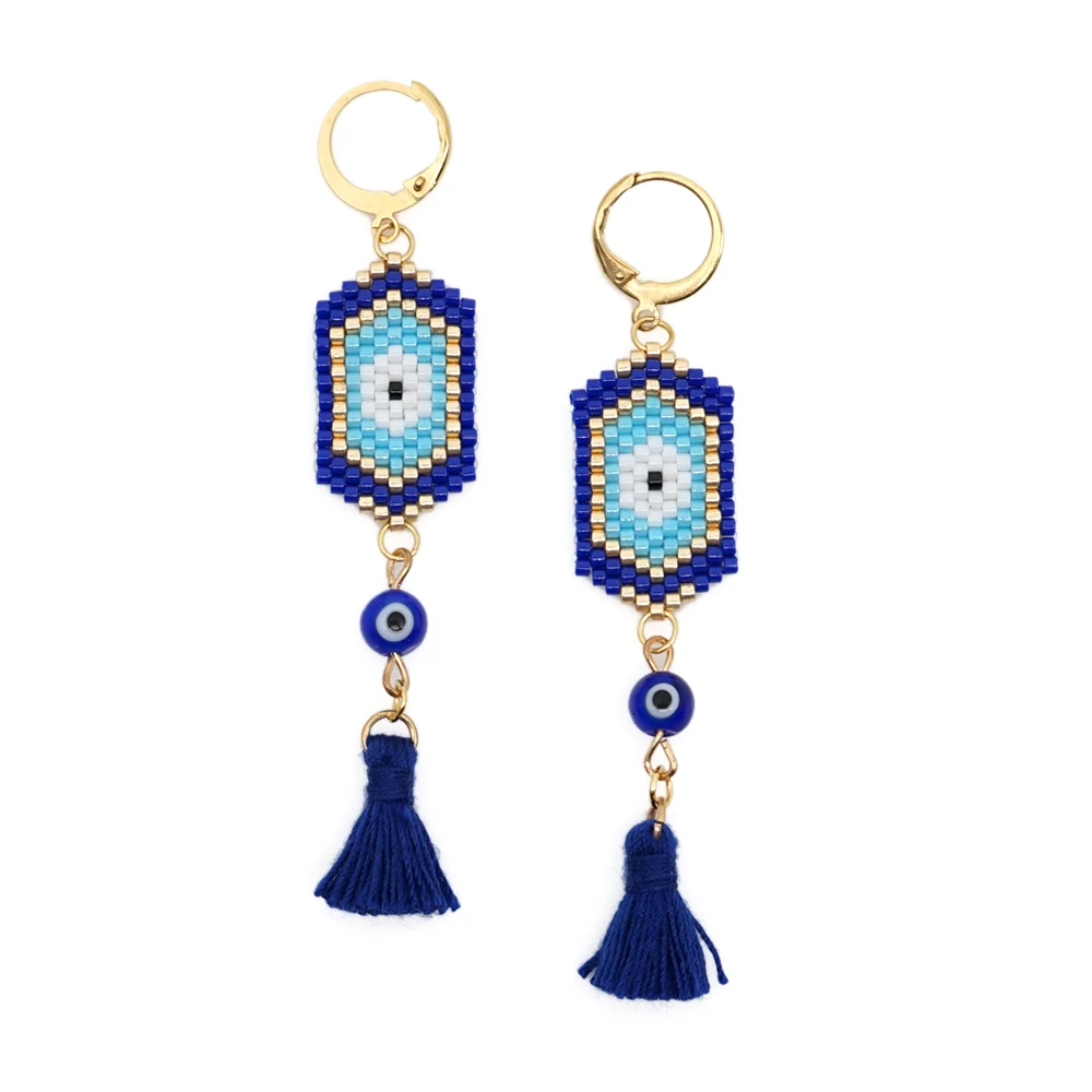 Go2boho синие серьги сглаза для женщин дизайнерские массивные серьги Perles MIYUKI модные ювелирные изделия серьги с кисточками ручной работы