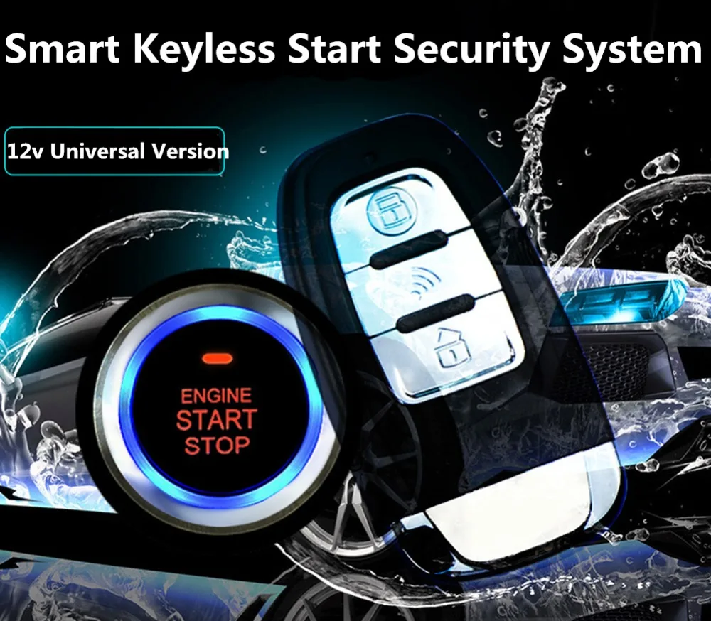  12V Universal 8Pcs Car Alarm Keyless Start Security System PKE Induction Anti-theft Keyless Entry P