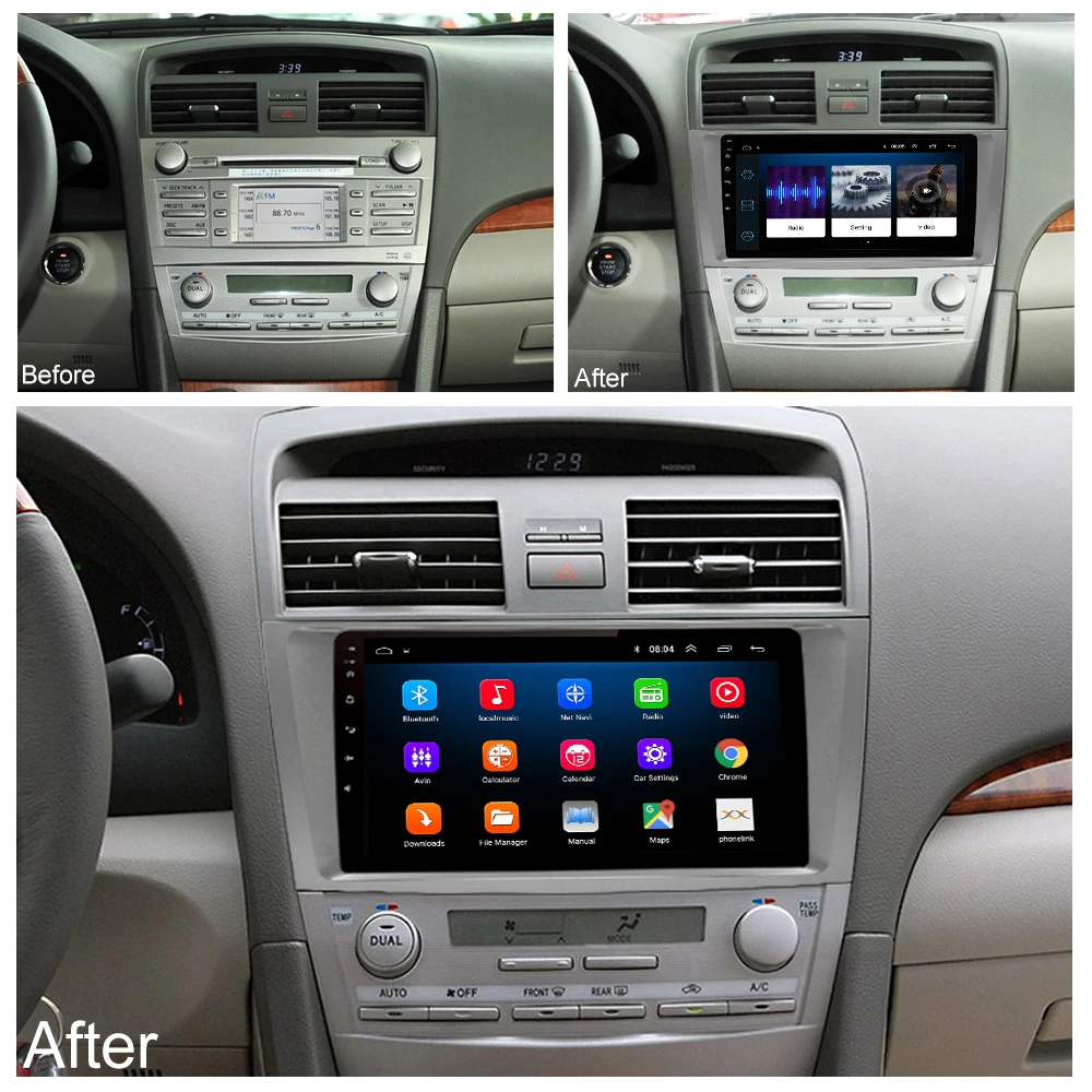LEHX Android 8,1 coche Multimedia Player 2 din radio de coche para toyota camry 2007 2008 2009-2011with navegación coche cabeza ESTÉREO unidad