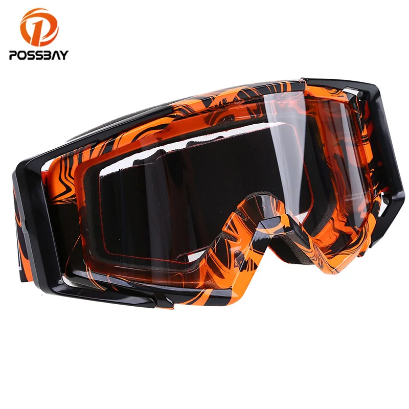 POSSBAY Motorcycle Goggles Glasses Orange Multi Color Ski Goggles