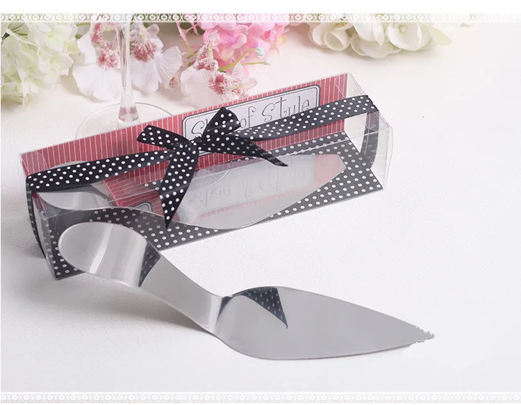 "Slice of Style" Stainless Steel High Heel Cake Server 10pcs/lot wedding Favor and gift