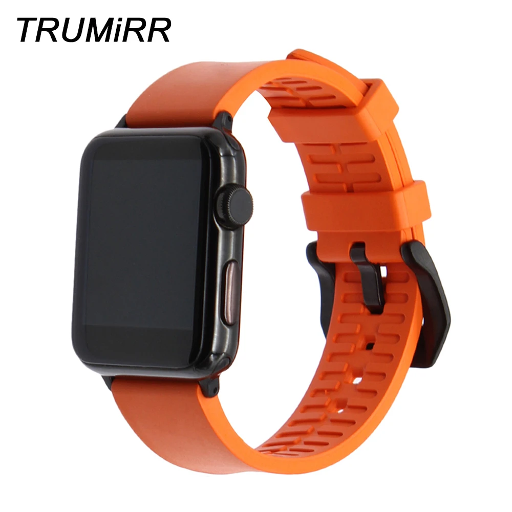 Fluororubber Band For Iwatch Apple Watch Series 7 Se 6 5 4 3 2 1 38mm 40mm  41mm 42mm 44mm 45mm Orange Rubber Watchband Strap - Watchbands - AliExpress