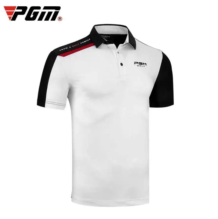 Pgm футболки для тренировок в гольф летние мужские футболки с коротким рукавом и отложным воротником Мужская дышащая Спортивная одежда для гольфа D0748 - Цвет: Белый