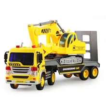 Children’s Cartoon Trailer Toy with Sound and Light Vehicles Running in Inertia kids boys car model toys ornaments
