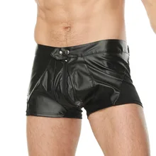 Новые Дизайнерские повседневные кожаные шорты на молнии с низкой талией мужские короткие модные боксеры