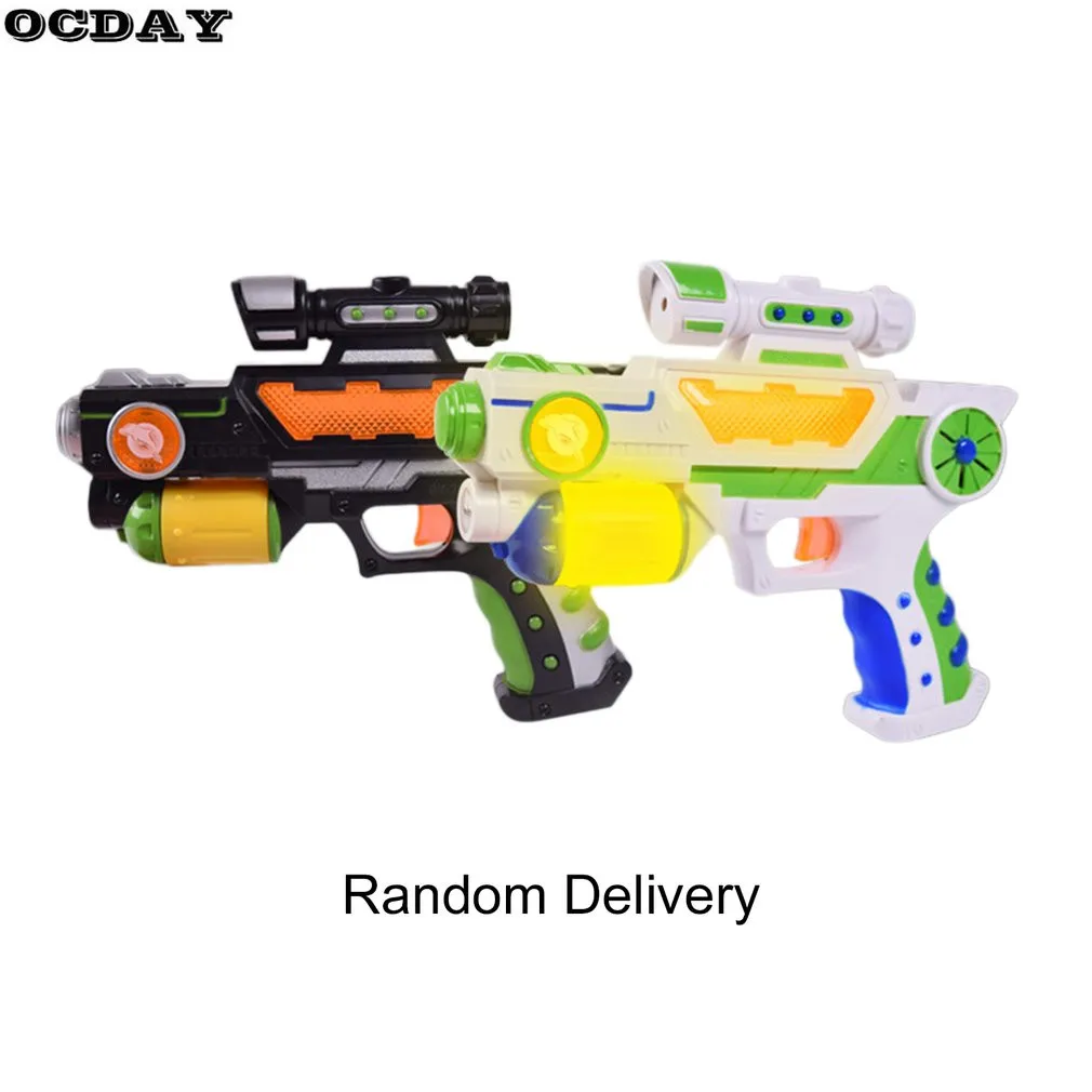 OCDAY Outdoor Game Toy Gun Electric Luminous Flash Light Music Eight Kinds of Image Voice Projection Gun Boys Like Gift Toy Guns