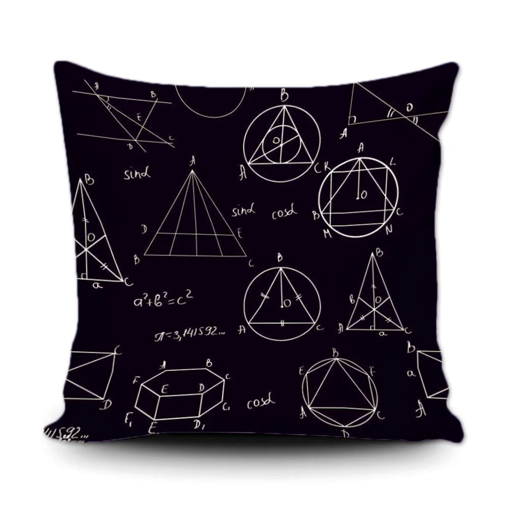 

Black Math Geometric Decorative Cushion Cover Cotton Square Abstract Pattern Throw Pillow Cover Pillow Case Home Office Car Sofa