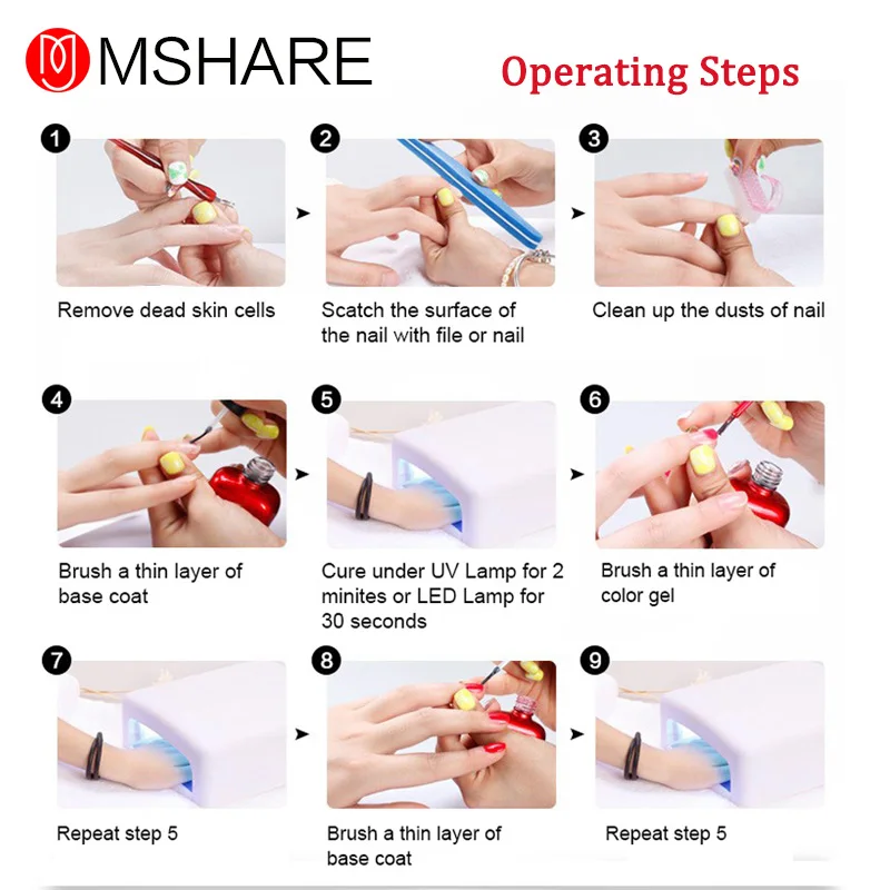 MSHARE Гель лак для ногтей долговечный Полупостоянный Блестящий отмачиваемый УФ