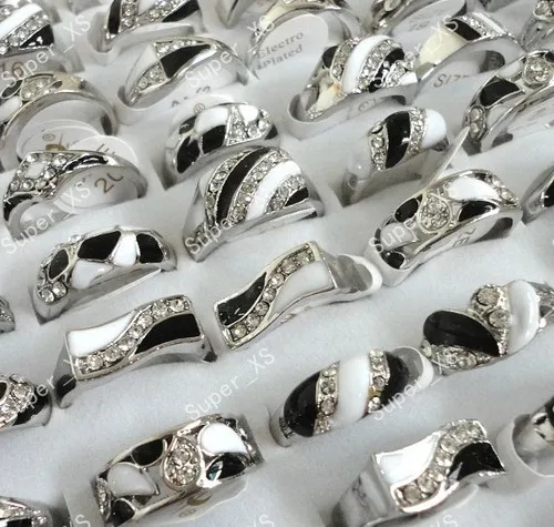 150pcs wholesale lots jewelry ring new nice enamel & rhinestone alloy