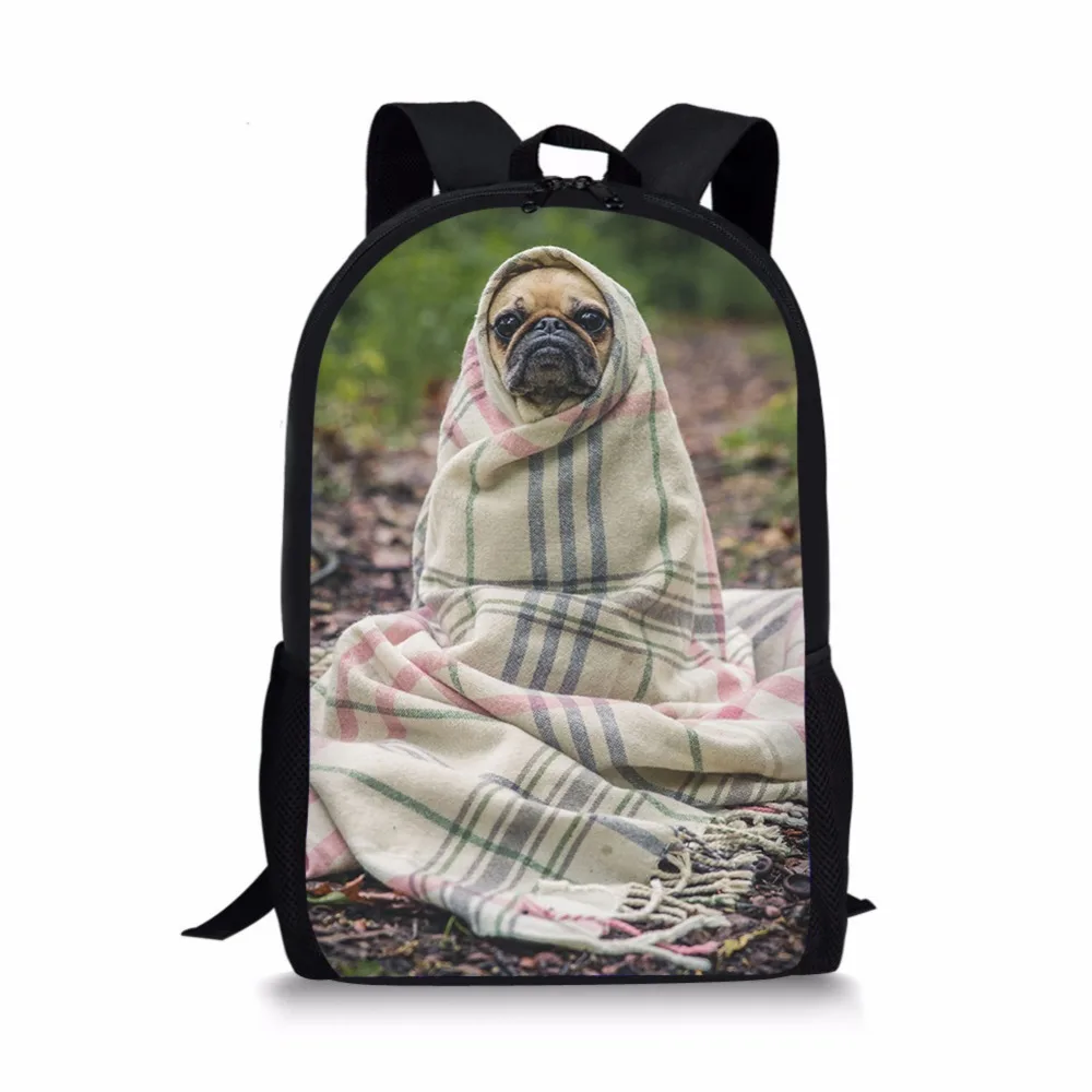 Funny Lovely Pug Dog Printing backpack school bag for teenager girls