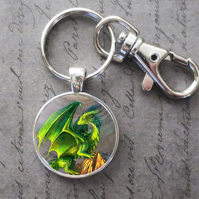 

Art Painting Cyan Dragon Key Ring Key Chain Buckle Pendant Birthday Festival Anniversary Gift Jewelry Accessories