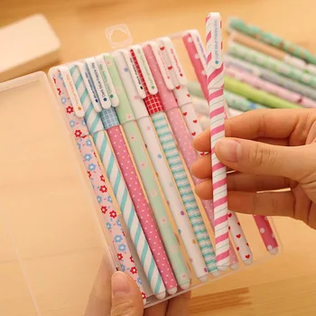 

10pcs Colorful flower Chancery Gel pen Office stationary kawaii school supplies canetas Cute pen lapices kawaii Pen