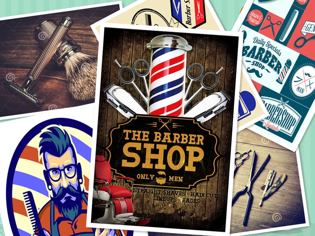 

Retro Hairdresser Tattoos Patterned kraft Paper Poster Barber Shop Decor Barber Tools Shave Hair Salon Wall Stickers 30X42 CM F