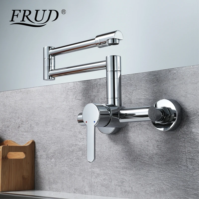 

Frud 360 Degree Rotating Hot And Cold Water Basin Faucet Wall-mounted Fold Multifunction Faucet Water Tap Double Handle Y10166