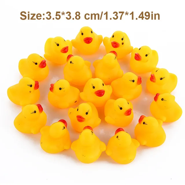 10pcs/lot 3.5*3.8cm Small Baby Kids Rubber Ducks Bath Toys Bathe Room Water Fun Game Playing Newborn Boy Girl Toys for Children 2