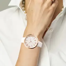 Для женщин Классические кварцевые часы большой круглый циферблат из искусственной кожи Ремешок @ M23