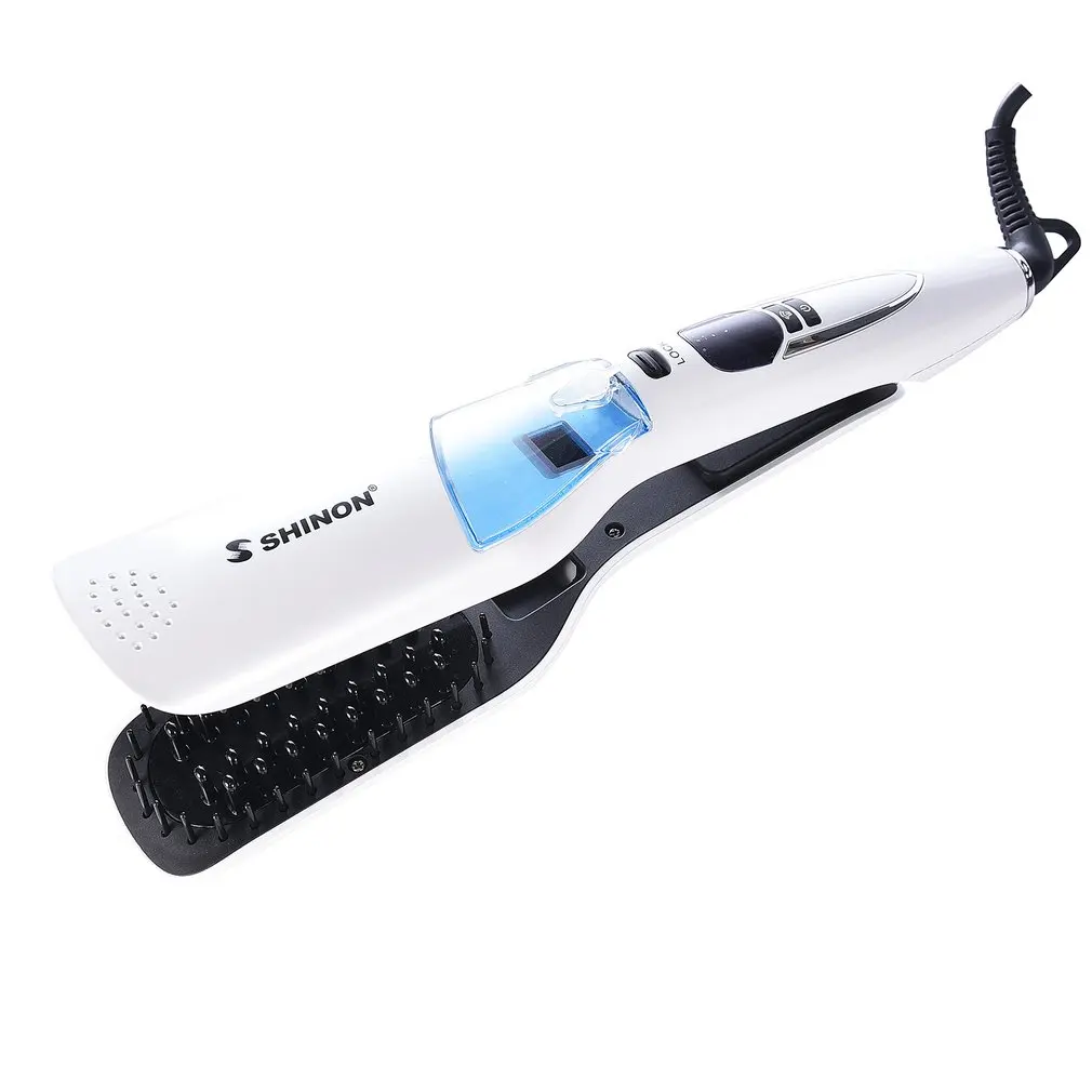 

Professional Hair Salon Styling Hair Straightener Brush Heated Hair Brush Straightener Steam Vapor With LCD Screen