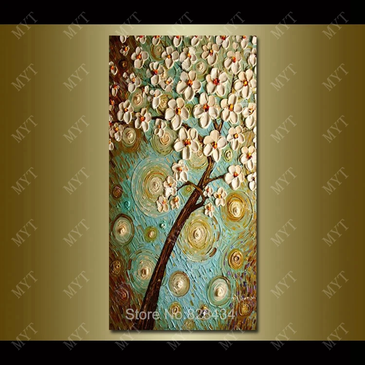 

Canvas oil painting no frames cheap hand paint 100 abstract flower tree oil painting for home wall decor