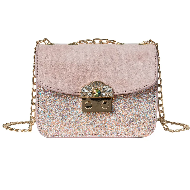 

2019 Spring New Small Messenger Bag Brand Designer Fashion Woman Crossbody Bag Chain Girl Shoulder Bag Sequins Square Handbag