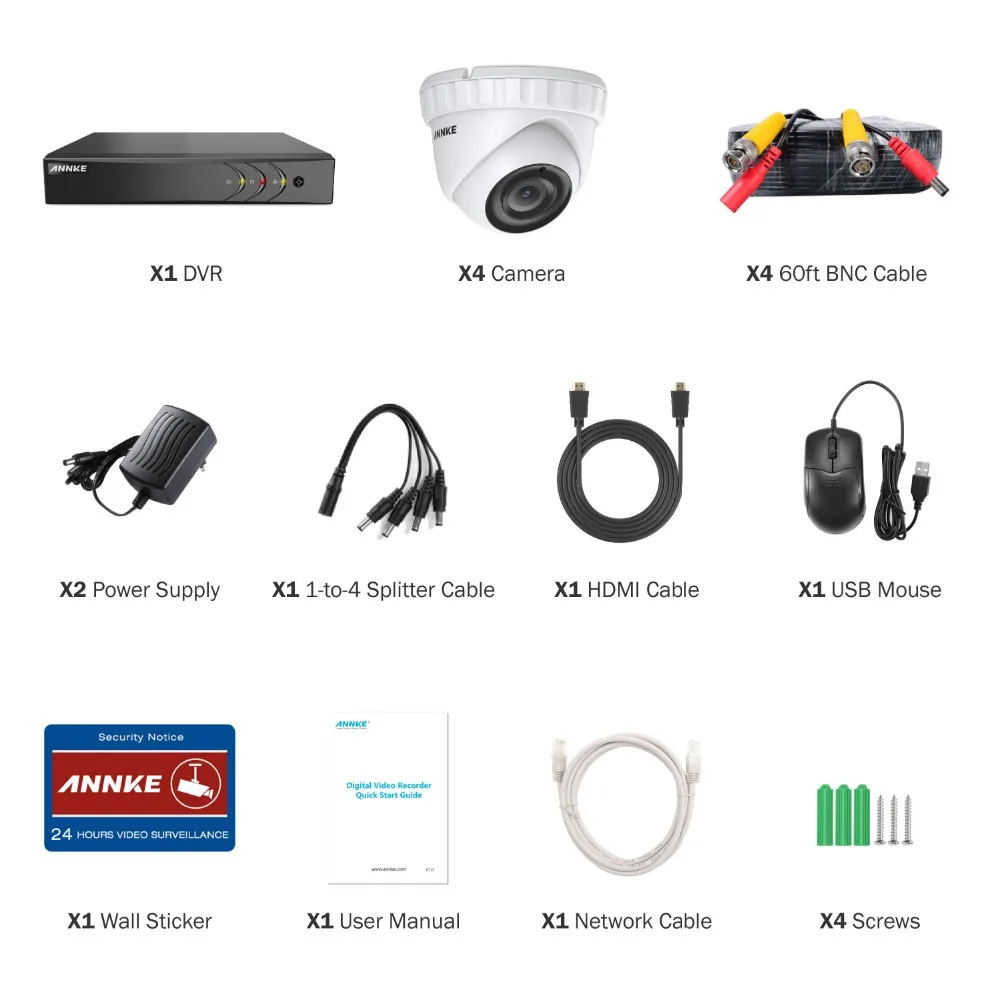  ANNKE Clearance 4CH 3MP 5in1 Security Camera System HDMI DVR 4PCS 3MP Smart IR Cut Dome Outdoor Wea - 4.00044E+12