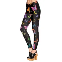 1654 Fitness Elastic Women Leggings Sexy Girl Polyester Slim Fit Workout Pants Trousers Rainbow Colorful Fly Butterfly Printed