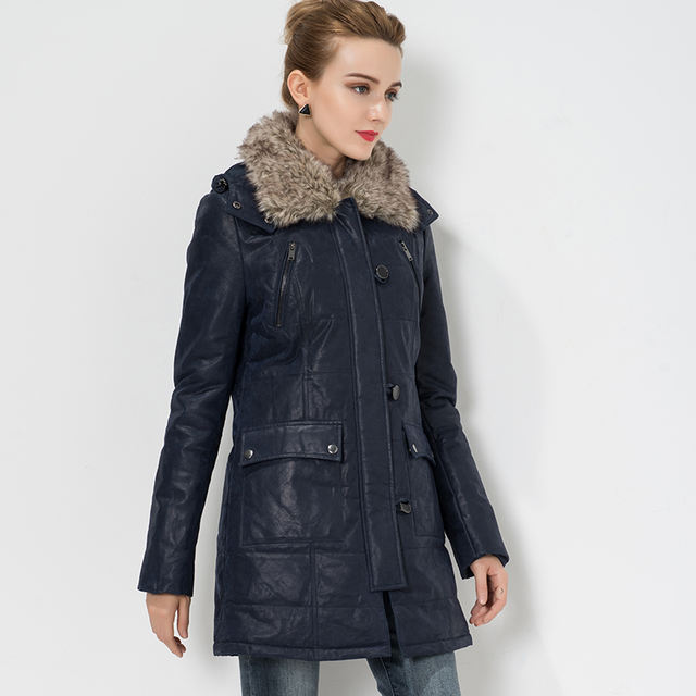 Women Pigskin Real Leather Jacket Genuine Leather Trench Coat Jacket Overcoat Women Outwear With Fur Collar Detachable