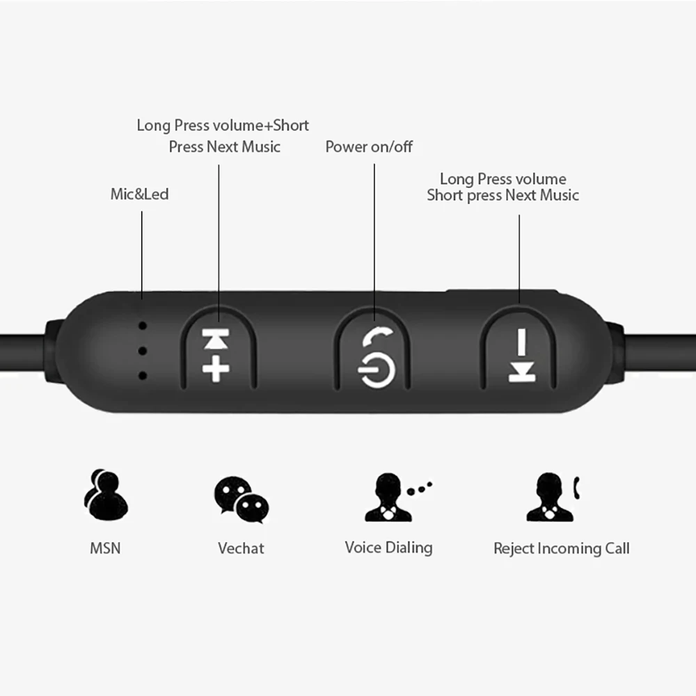 Bluetooth наушники беспроводные магнитные с микрофоном стерео для телефона