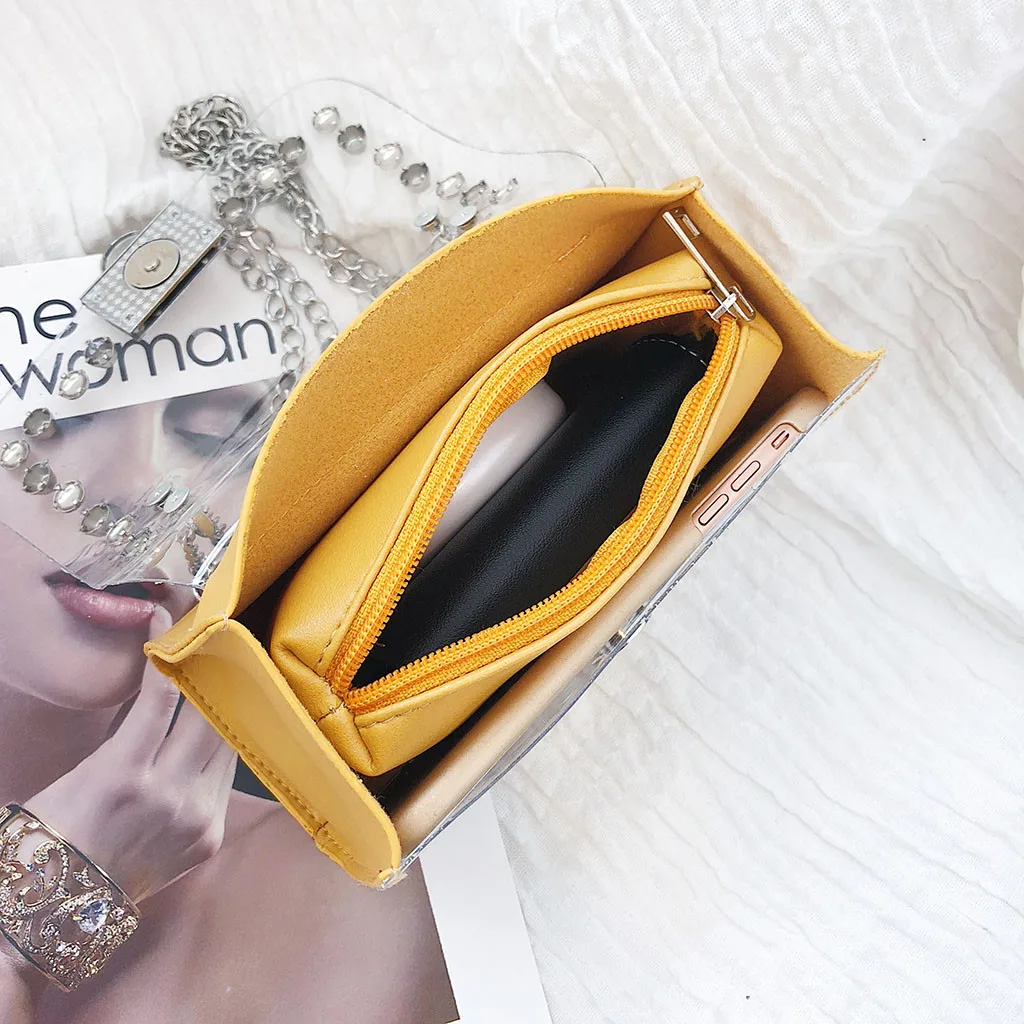 Rivet Small Square Bag Pvc Jelly Transparent Jelly Chain Bag Rivet Letter Decorative Diagonal Package