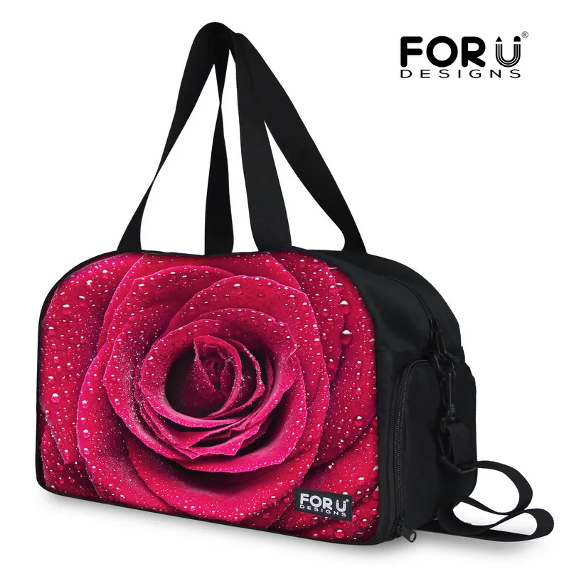 

FORUDESIGNS New Women Large Travel Luggage Tote Bag Colorful Flower Printing Duffle Bags for Women Handbag With Independent Shoe