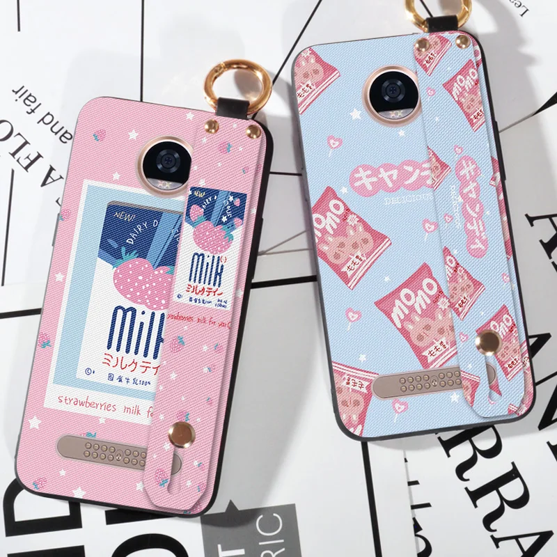 

Soft Silicone Candy Cover Case For Motorola Moto Z Force Luxury Wrist Strap Soft Holder Case For Motorola Moto Z Z2 Play