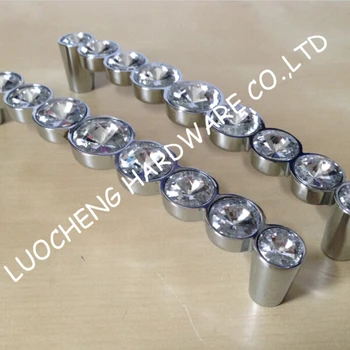 

LCH Hole Pitch 128mm Kitchen Cabinet Crystal Knobs K9 Glass Handle Dresser Cupboard Door Knob Pull Brass Base