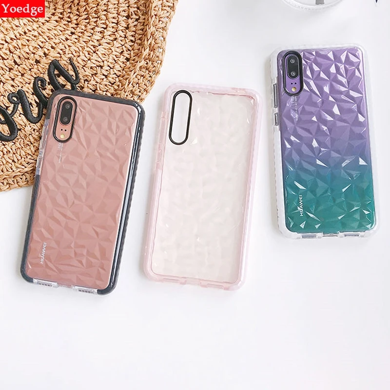 

3D Diamond Cases For Huawei P20 Lite Grid Clear Silicone TPU Case For Huawei P10 Plus P20 Mate 20 Pro Cover For Honor 10 Coque
