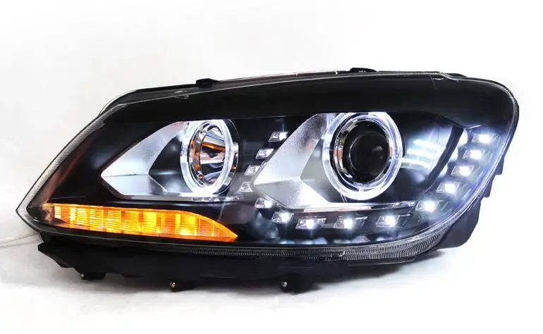 Hireno фары для 2010-2015 Volkswagen Touran фар сборки фар светодиодный DRL ангел объектив двойной луч ксеноновые 2 шт