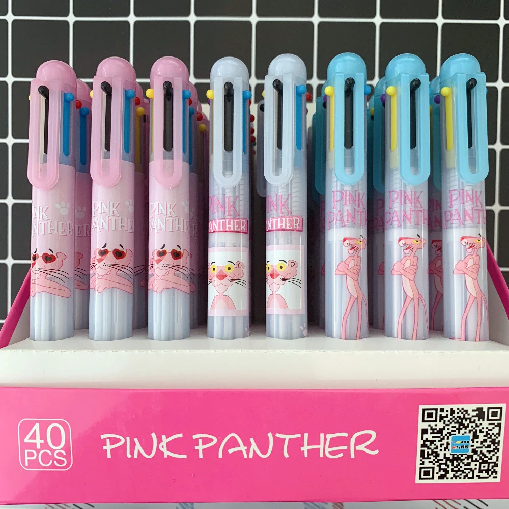 

20pcs/lot Cute Pink Panther 6 Color Press Ballpoint Pen Office School office Supply Pens Signing Drawing Pen