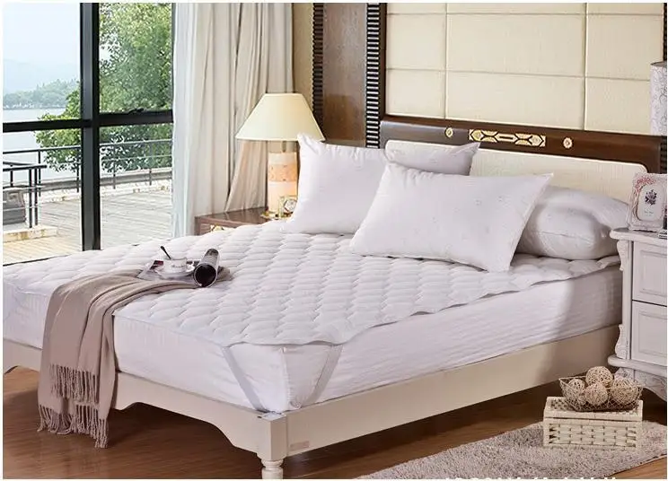 Murah Satu Kepingan Putih Quilted Mattress Alas dengan Mengisi Tunggal Ganda Queen Raja Mattress Sarung Juga Quilted Fitted Sheet50