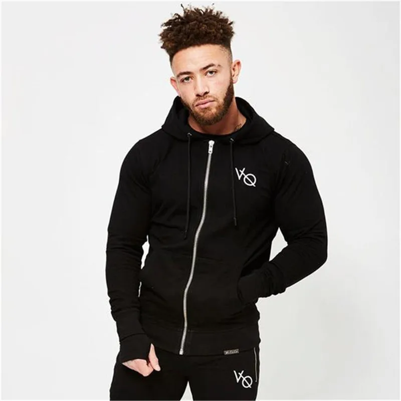 

2018 New Running jacket Brand Men Cotton Hoodies Fitness Bodybuilding Sweatshirt male Pullover gym Hoodies Sports jacket men