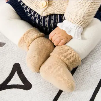 

3Pairs pack Autumn and winter new terry thicken baby socks organic color cotton newborn tube children baby cotton sock