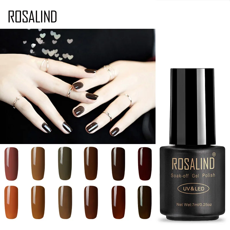 

ROSALIND 7ml Nail Polish Coffee Colors Nail Gel Polish UV LED Nail Art Semi Permanent Gel Lacquer