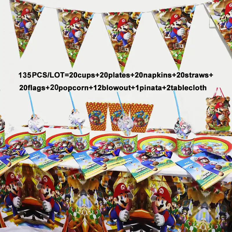 73PCS/LOT Disposable Tableware For Birthday Party Supplies Super Mario