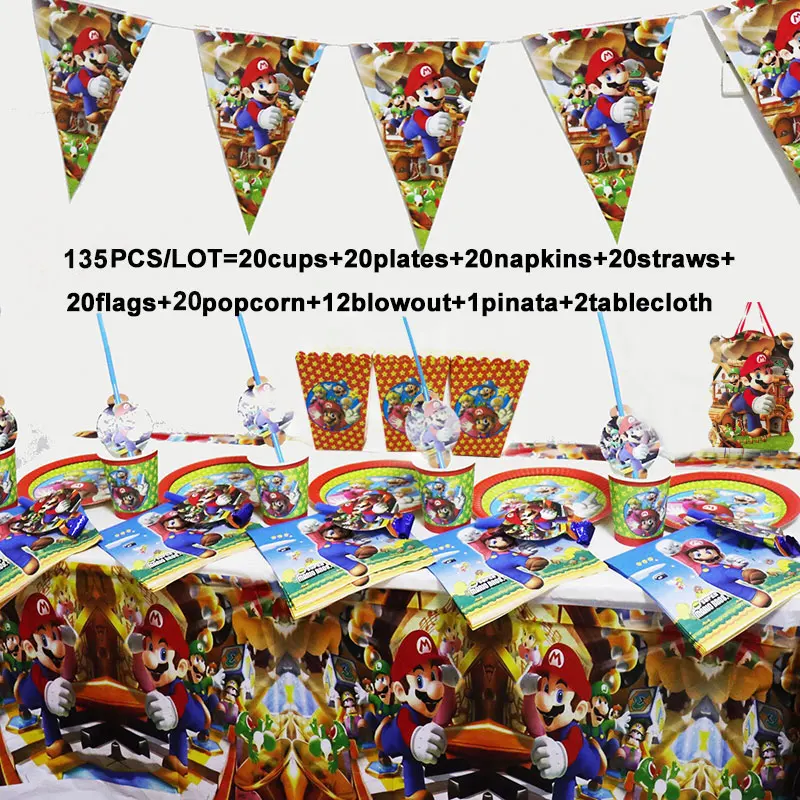 135/78 шт. декоративные салфетки в стиле Марио Брос|Одноразовая посуда для
