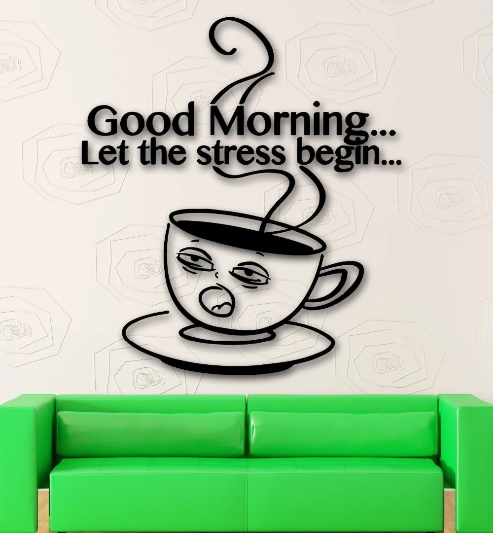 Wall Stickers Vinyl Decal Kitchen Cafe Coffee Good Morning Quote Decor