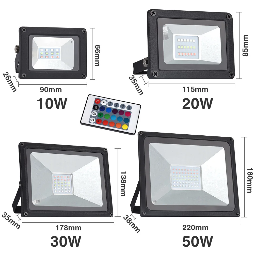Светодиодный прожектор 10 Вт 20 Вт 30 Вт 50 Вт RGB/белый/WW водонепроницаемый многоцветный прожектор наружный непромокаемый светильник для патио