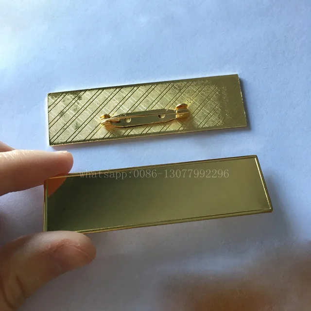 

100pcs blank ( no print ) metal badge 70*20mm name tag with safety pin gold nameplate id employee badge holder
