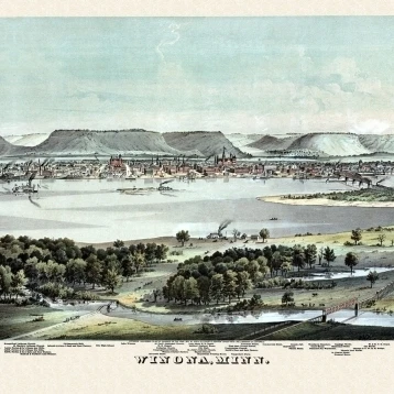 Old Map of Winona Minnesota 1867 Winona County Poster Print (24 x 36)