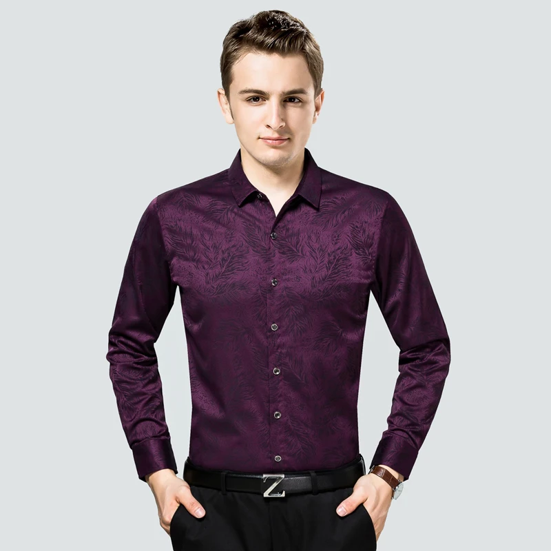 New 2017 Men Dress Shirt Fashion Long Sleeve Business Casual printed