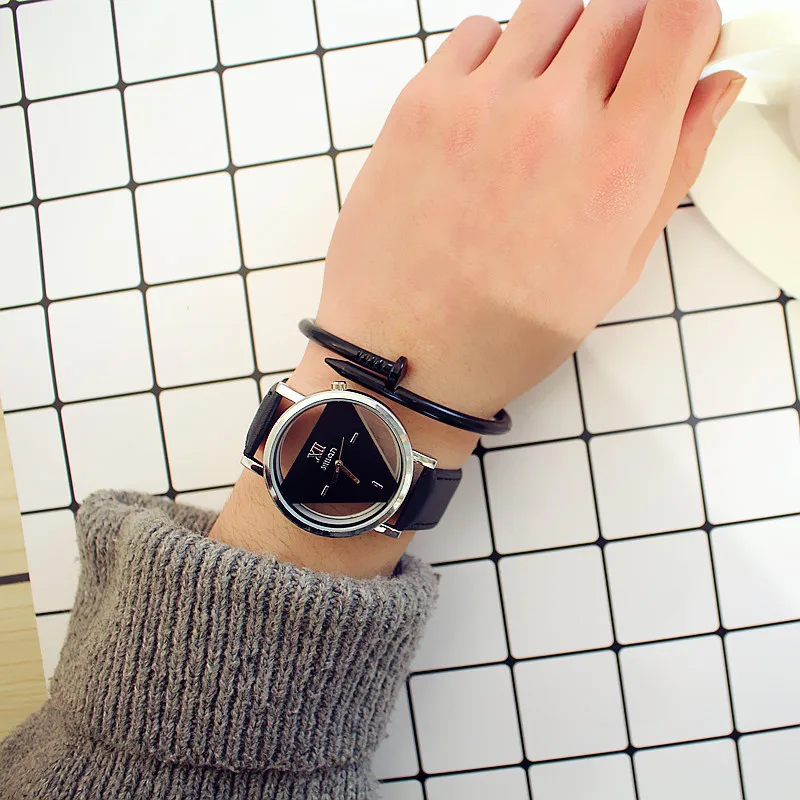 

Simple Harajuku Triangle Watch Personality Fashion Double-sided Hollow Korean Trend Student Couple Watch