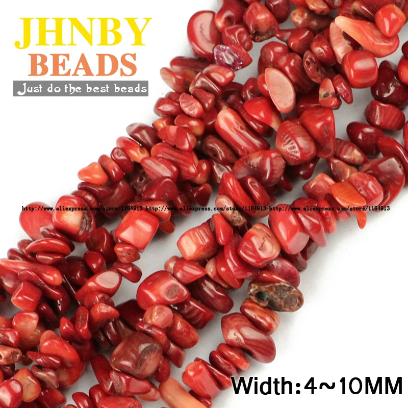 

JHNBY Red coral Irregular Gravel beads Natural coral 86cm strand Freeform Chips stone Jewelry bracelet making DIY Accessories