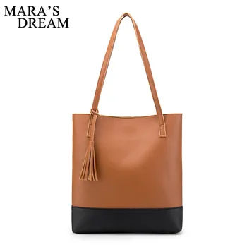 

Mara's Dream 2019 New Handbag Female Wild Tassel Bag Large Capacity Single Shoulder Cross-package Color Magnetic Buckle Bag