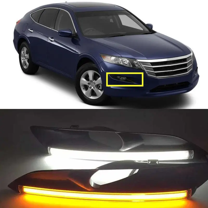 

A Pair White+Yellow Daytime Running Light Fog Lamp for HONDA Crosstour 2011-2012