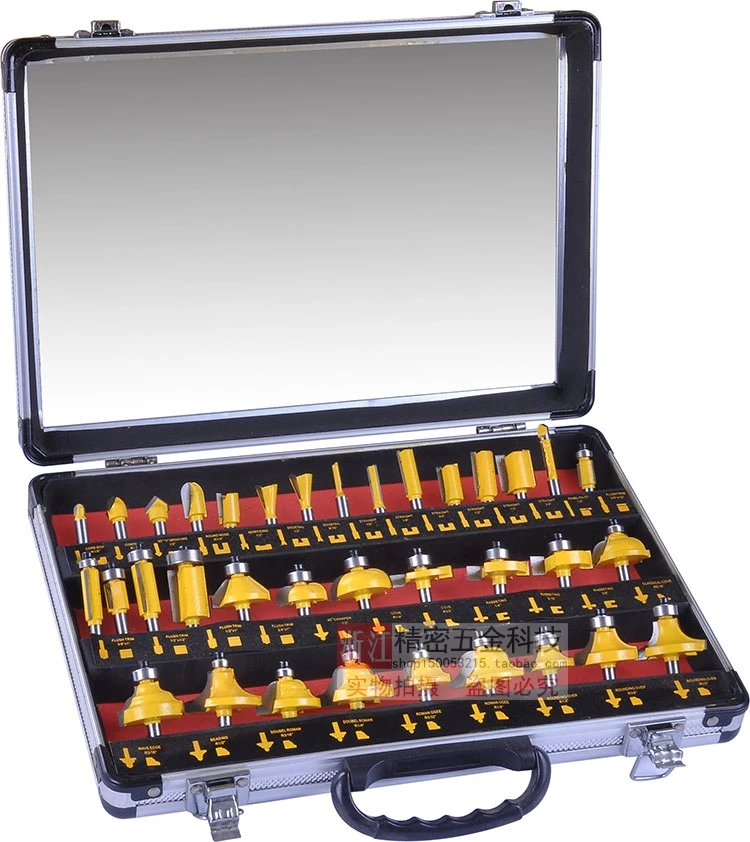 

free shipping 35 sets of milling cutters Woodworking engraving machine Joinery Trimming Machine TSet Tool Tools 1/2 1/4 shank